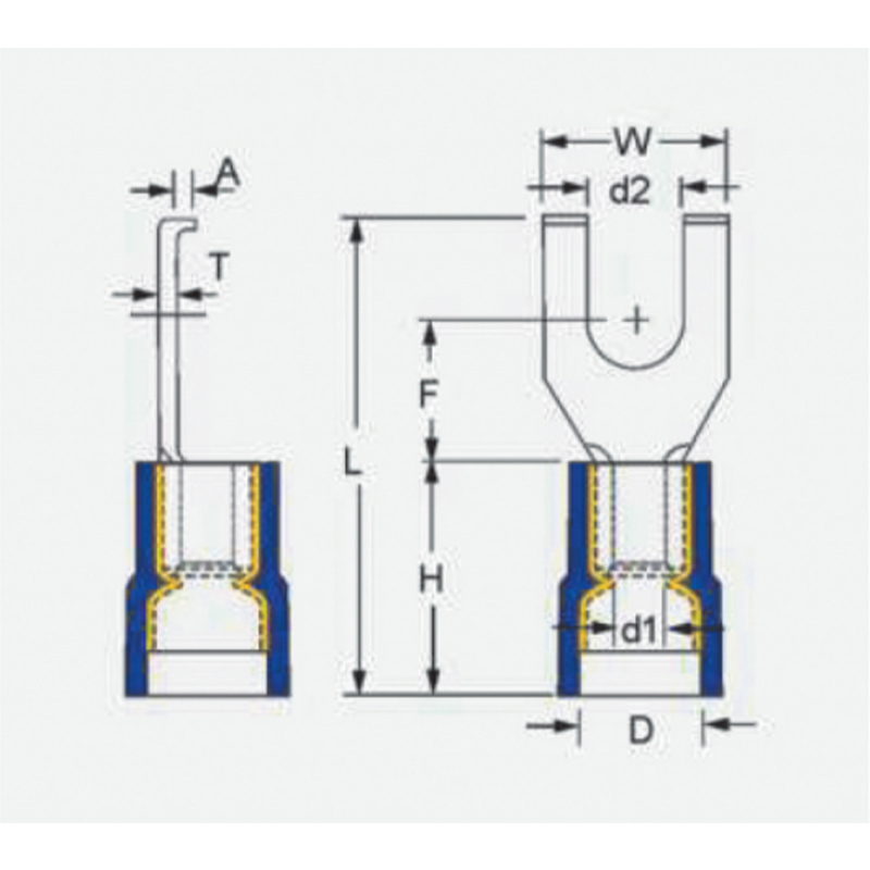 Double Crimp Flange Fork Type Pre-Insulated Terminal