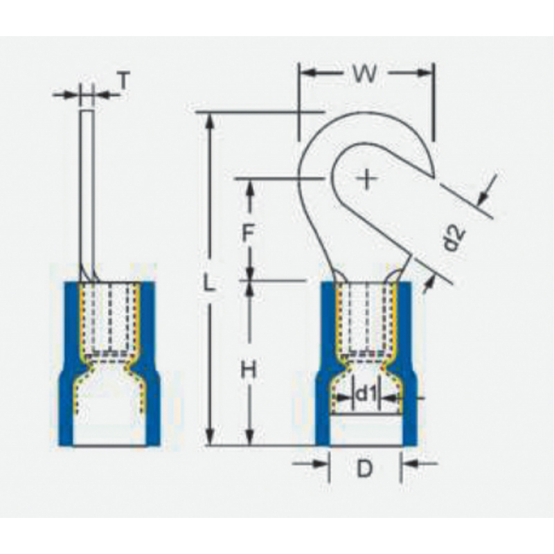 Double Crimping Hook-Shaped Pre-Insulated Terminal (TJ-JTK Type)