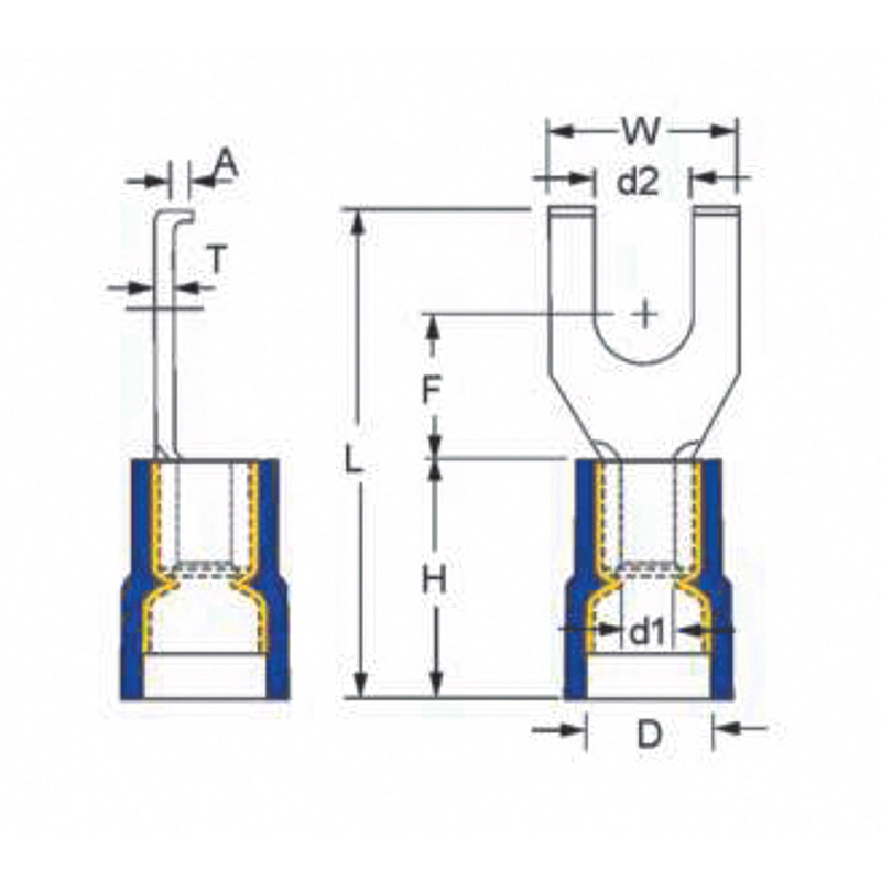 Double Crimp Flange Fork Type Pre-Insulated Terminal